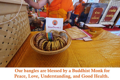 Single Rainbow Thai Buddhist Temple Bracelet, Mantra Bangle: Sangria / 1 Bangle / Large (8.04" Inner Circumference)