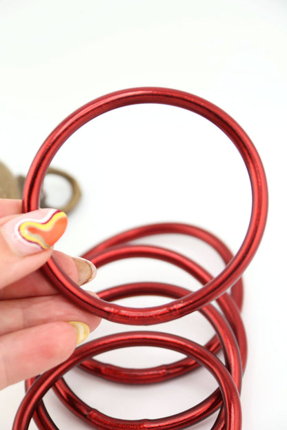 Single Rainbow Thai Buddhist Temple Bracelet, Mantra Bangle: Sangria / 1 Bangle / Large (8.04" Inner Circumference)