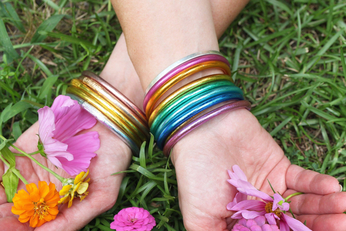 Single Rainbow Thai Buddhist Temple Bracelet, Mantra Bangle: Sangria / 1 Bangle / Large (8.04" Inner Circumference)