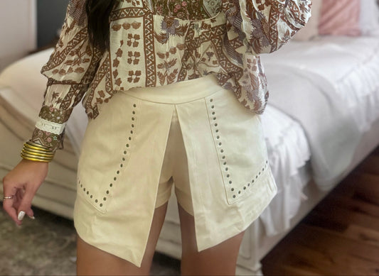 Studded High Waist Skort