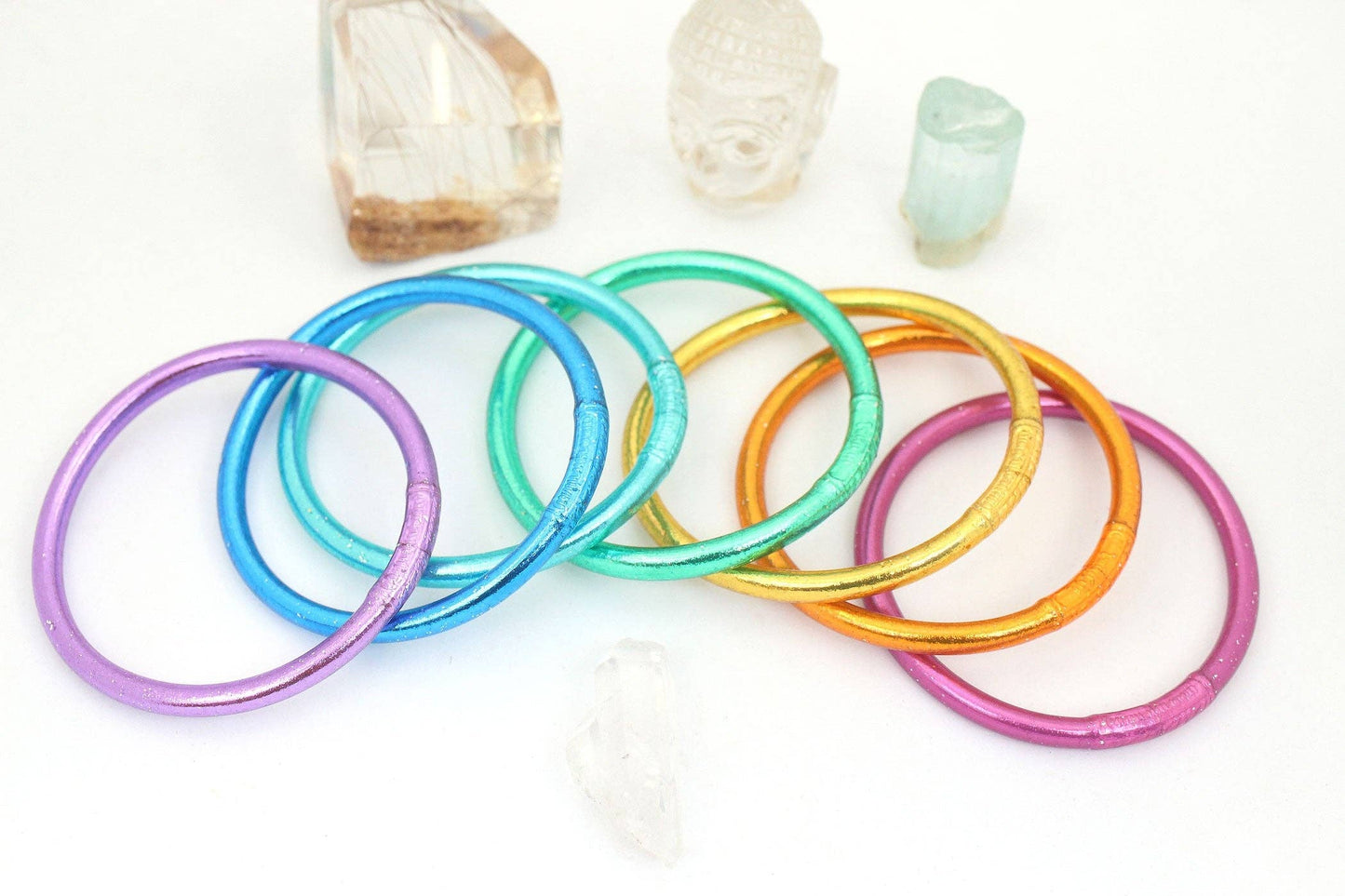 Single Rainbow Thai Buddhist Temple Bracelet, Mantra Bangle: Sangria / 1 Bangle / Large (8.04" Inner Circumference)